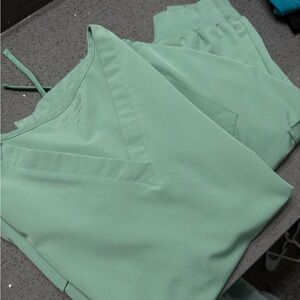 Mandala Mint Green Scrub Top and Pants Set